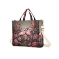 thumbnail image 2 of Flamingoes Flowers Leaves Floral Corduroy Tote Bag Handbag Large Messenger Bag Shoulder Crossbody Zipper Bag Purse, 2 of 8