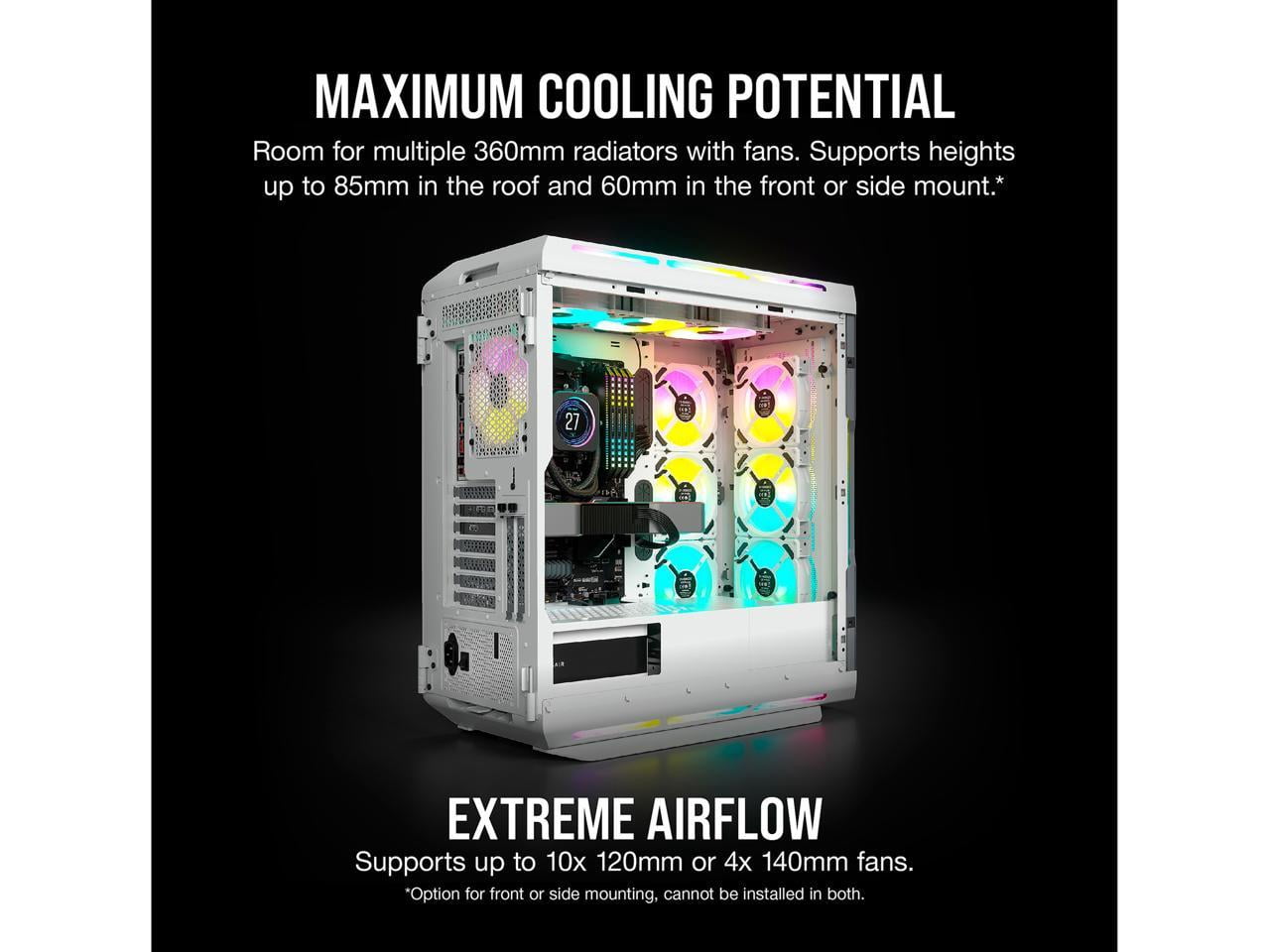 Corsair iCUE 5000T RGB CC-9011231-WW White Steel / Plastic / Tempered Glass ATX Mid Tower Computer Case