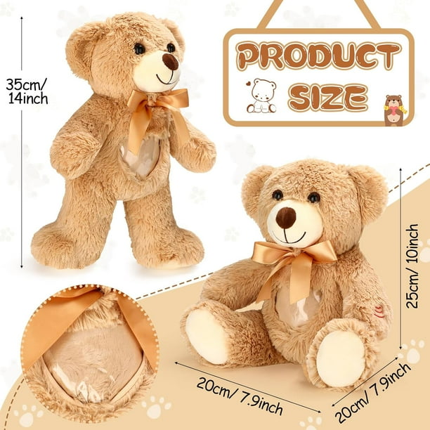 14 Inch Remembrance Bear Plush Stuffed Animal with Recorder Picture Frame Brown Voice Recording Stuffed Animal Recordable Gifts Fabric Animal Toy for Valentine s Day Christmas Baby Shower Walmart Busi...