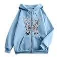 thumbnail image 4 of DHFJKG Womens Casual Zip Up Hoodies Oversized Fashion Butterfly Printed Comfort Long Sleeve Sweatshirts Plus Size Graphic Sweatshirt For Women, 4 of 4