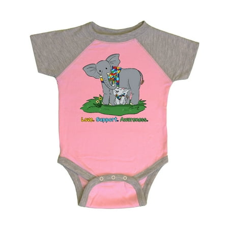 

Inktastic Autism Love Support Awareness Elephants Gift Baby Boy or Baby Girl Bodysuit