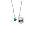 thumbnail image 2 of Delight Jewelry Acrylic 5/16" Teal Heart Silvertone Script Initial Disc - W - Charm Necklace, 20"+3", 2 of 4