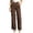 A-Brown1152, variant on Women's Metal Buckle Wide Leg Dress Pants Solid Elastic Waist Slacks Business Daily Wear Trousers