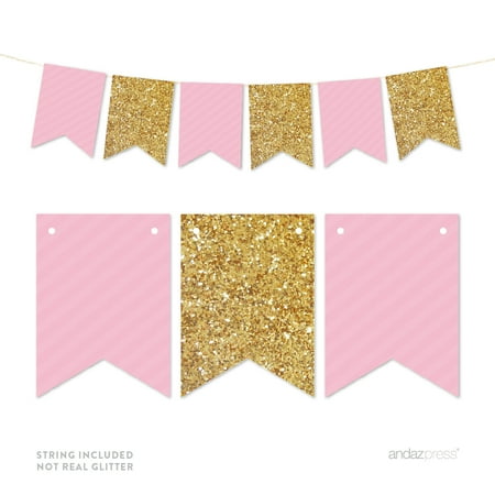pink gold glitter pennant party banner walmartcom