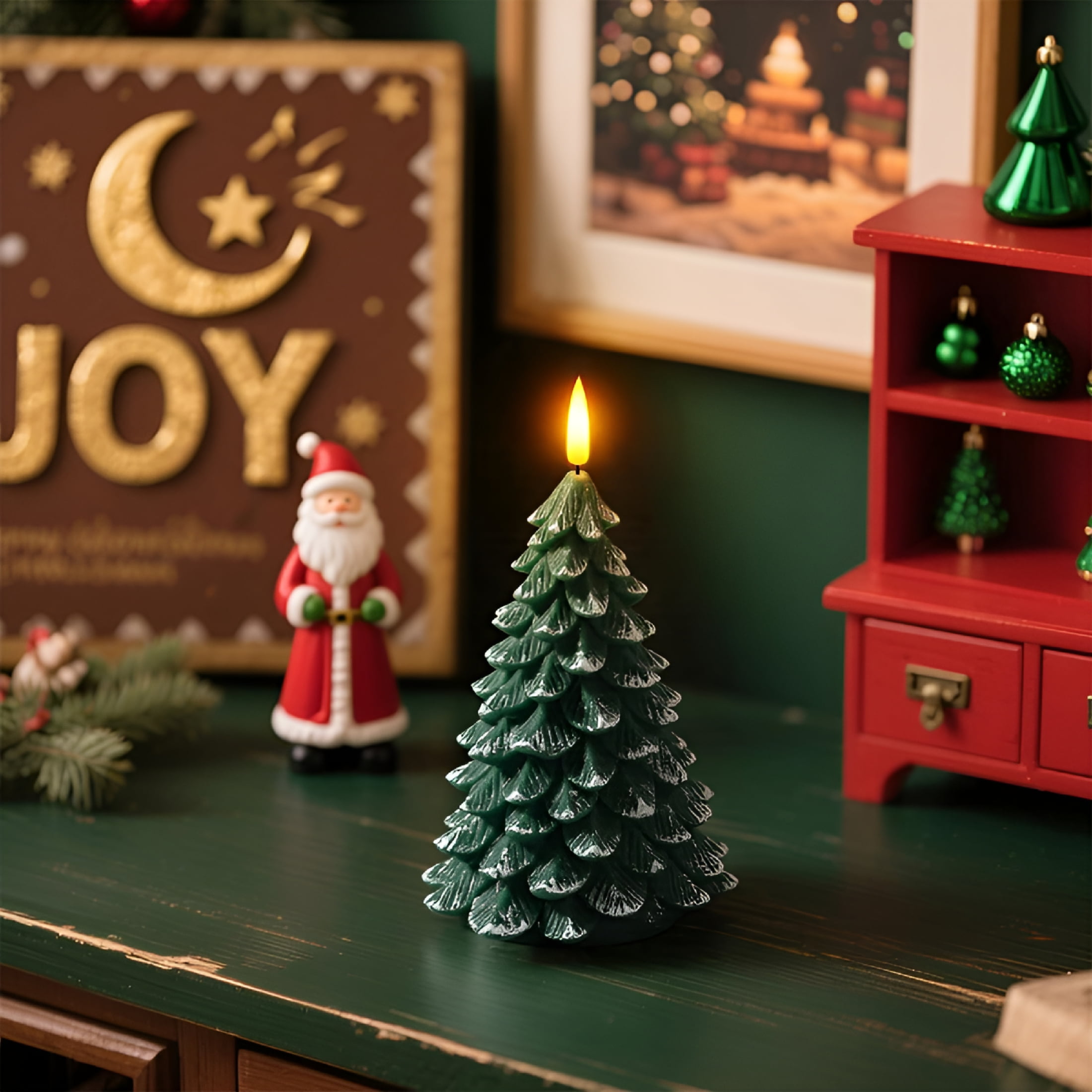 NEXIMO Pc Christmas Tree Candles with Hours TimerWaxy Led Flameless FlickeringGreen