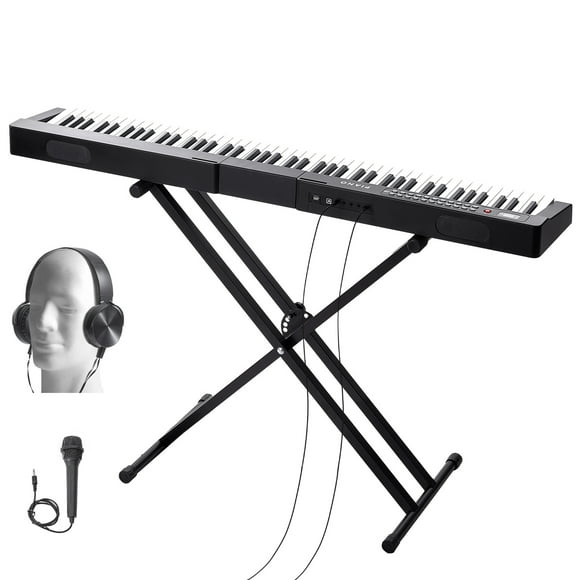 VEVOR Teclado de piano digital de 88 teclas, electrico, portátil y semipesado con soporte