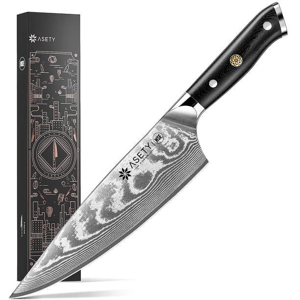 Cuchillo de chef ASETY Damascus VG10 de acero, 20 cm, afilado