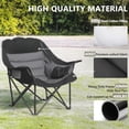 thumbnail image 4 of Oversized XL Padded Camping Chair Wide Heavy Duty Lawn Chairs Support 450 LBS Portable Folding Gaint Camp Chair with Side Pocket Cup Holder for Outdoor Outside Sports Baseball-Black&Grey, 4 of 6
