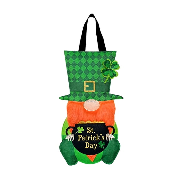 Briarwood Lane St. Patrick's Day Burlap Door Hanger 18x12 Lucky Gnome For St. Patrick's Day Door Hanger