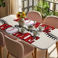 thumbnail image 3 of White Red Baseball Table Cloths for 6 Foot Rectangle Tables, Modern Art Funny Words Patio Waterproof Elastic Fitted Tablecloths, Washable Rectangular Table Cover for Camping, 3 of 8