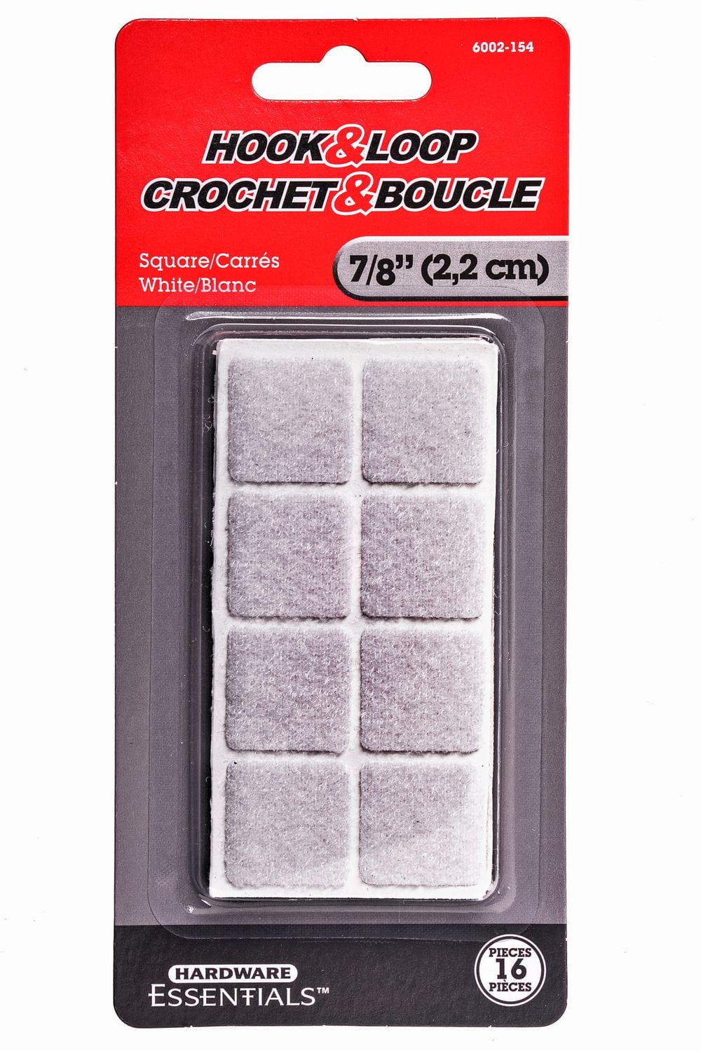 Carré crochet et boucle Hardware Essentials de 7/8 po à prise facile en blanc 16 pièces
