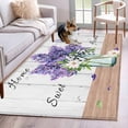 thumbnail image 3 of Area Rug for Living Room, Purple Lavender Non-Slip Indoor Large Carpet for Bedroom/Dining Room, Spring Floral Daisy Butterfly Leaves Gray Washable Low-Profile Rectangle Floor Runner Rugs - 4 x 6 Ft, 3 of 7