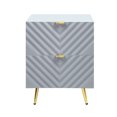 thumbnail image 3 of Two - Drawer Nightstand in Gray Gloss Finish | Serves as a Bedroom Keepsake Storage | Enhances Room's Sophistication, 3 of 3