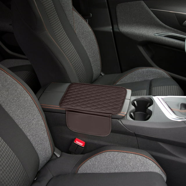 Ohmyroo Multifunctional Car Armrest Box Cushion, Leather Center Console Storage Bag with Height Adjustment Pad for Vehicle Comfort and Organization