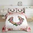 thumbnail image 2 of Western Horseshoe Comforter Set Flower Western Decor Bedding Twin for Sounthwestern Cowgirl Horse Print Bed Comforter Set, Rose Flowers Western Cowgirl Duvet Set 2 Pieces, 2 of 6