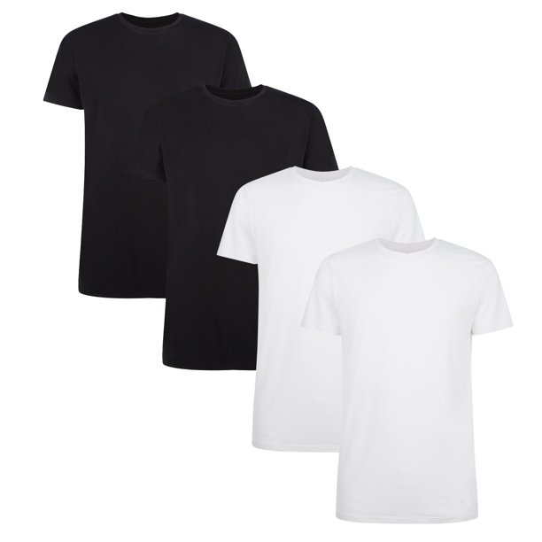 Bamboo basics Camiseta RUBEN para hombres, paquete de 4 - Camiseta interior, cuello redondo, camiseta simple Negro/blanco L (Large)