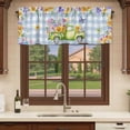 thumbnail image 6 of Spring Floral Truck Curtain Valances for Windows, Kitchen Valance Window Treatments Panel 2 Pack, Watercolor Flowers Butterflies Blue Plaid Rod Pocket Short Curtains for Bathroom Bedroom 42 x 18 Inch, 6 of 8