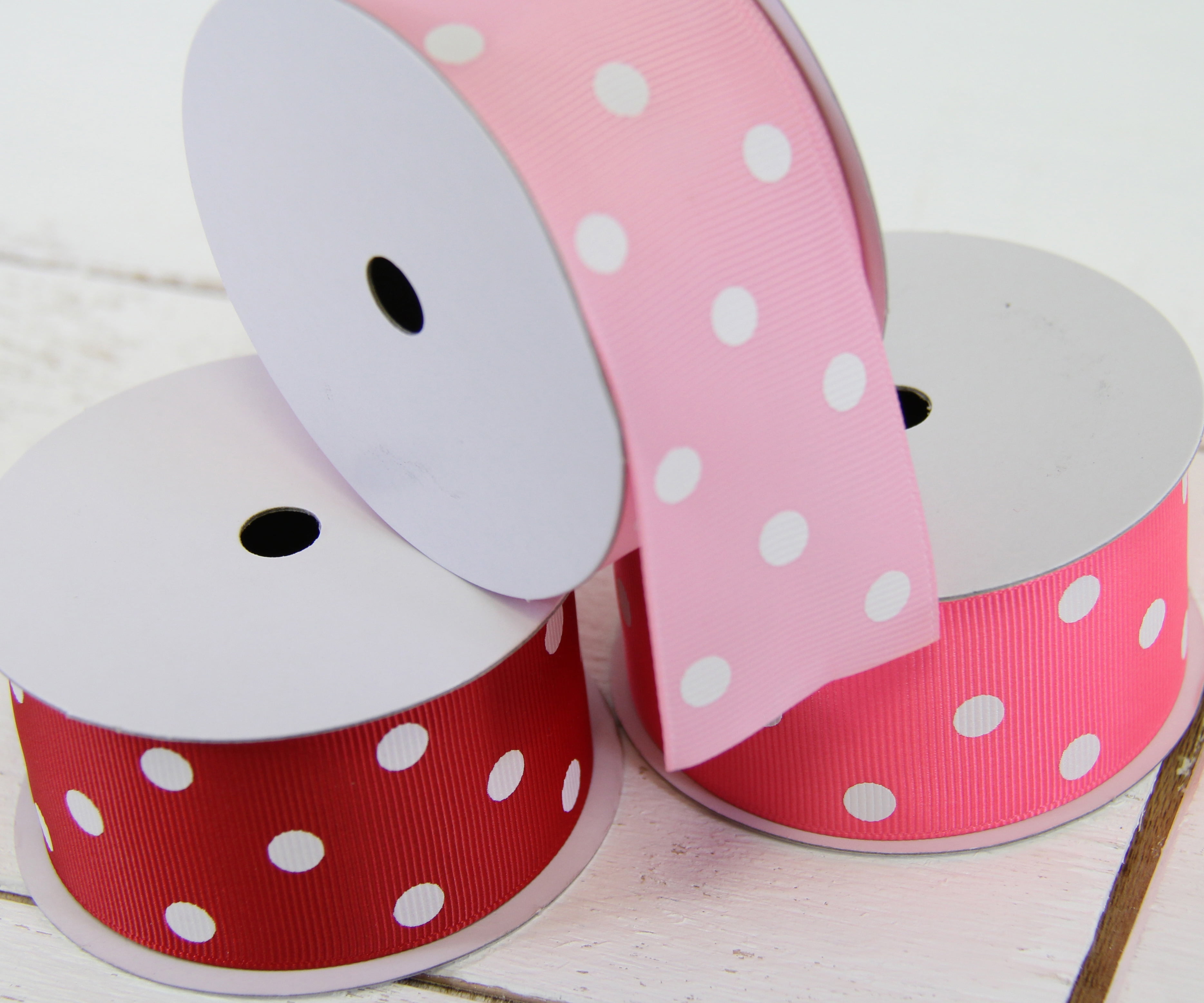3 pack Threadart Grosgrain Dots Ribbon 2 1/4" - 5 Yards - Baby Blue - Available in 19 colors and 4 Widths - For Bows, Decorations, Hair Clips, and More