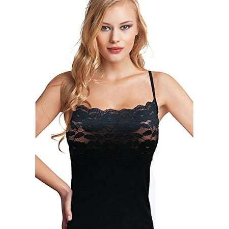 Solid Stretch Jersey - NBB Women Sexy Basic Solid Cotton Blend Jersey Tank Top Lingerie with Stretch Black Large