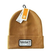 Timberland Men's Wordmark Patch Wheat Fold-Up Cuff Beanie Size OS