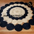 thumbnail image 4 of Jaipur Art And Craft Handmade Indian Jute Rug Geometric Beige Black Round Area Rug (5x5 Sq ft), 4 of 8