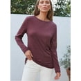 thumbnail image 4 of Womens Casual Long Sleeve Round Neck Shirts Basic Fall and Winter Tops, 4 of 5