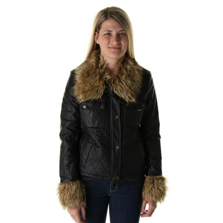 Members Only - Members Only Womens Quilted Faux Fur Trim Jacket ...