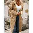 thumbnail image 2 of Winter Hooded Cardigan Sweater Coat Women Oversized Chunky Knit Open Front Long Outwear, 2 of 5