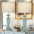 thumbnail image 2 of 27.5" Farmhouse Resin Table Lamps Set of 2 for Living Room 3-Way Dimmable Table Lamp with USB C+A Ports,Light Blue Desk Lamps,Traditional Bedside Lamps Use for Bedroom Nightstand (Blue), 2 of 16