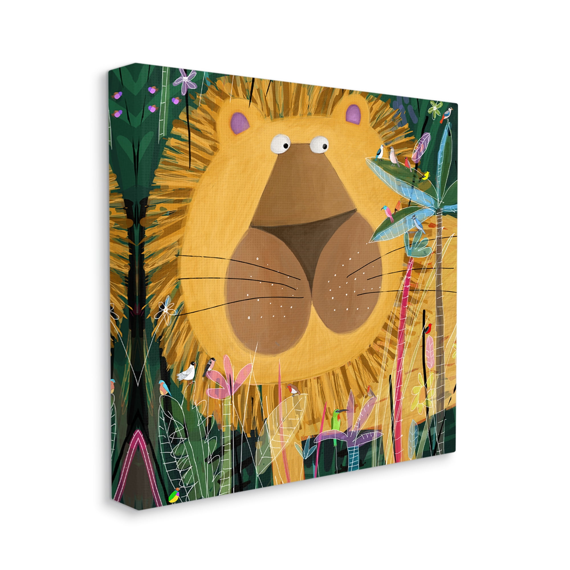 Stupell Industries Tiger in Tropical Jungle Kids' Safari Animal, 30 x 30,Design by Carla Daly