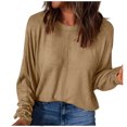 thumbnail image 2 of Tawop T Shirts for Women Womens T Shirts Round Neck Long Sleeve Solid Yellow S(Us:4), 2 of 5