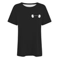 thumbnail image 3 of Women's Casual Round Neck T Shirt | Letter Print Tee for Comfort & Style Set Shirt Solid Color Tops for Women Short Sleeve Women Compression Shirts Long Sleeve Long Sleeve Undershirts for Women, 3 of 4