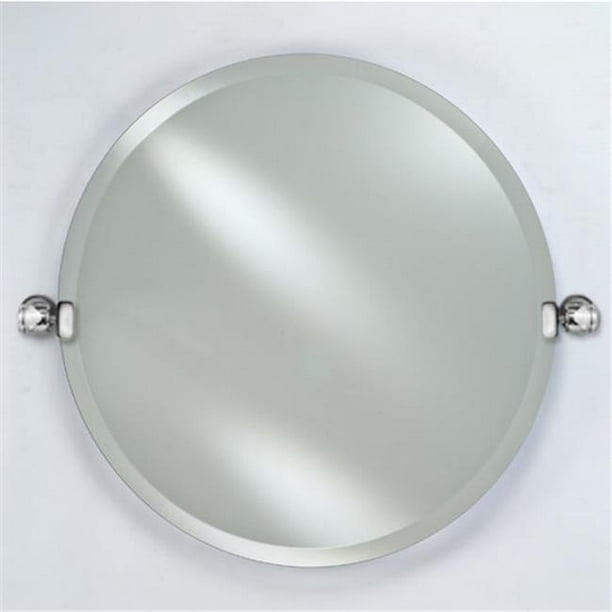 Radiance Frameless Beveled Round Mirror, 24 Round Mirror Brushed Nickel