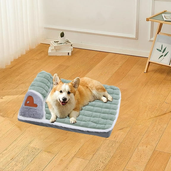 Nebwoak Self Heating Soft Flannel Pet Mat, Washable Noiseless Winter Warm Bed for Small Dogs Cats ≤5.5 lbs, 19.7x13.8in Green
