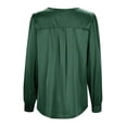 thumbnail image 2 of Women's Satin V Neck Shirts Elegant V Neck Pleated Long Sleeve Blouses Casual Loose Fit Solid Dressy Work Tops Women Athletic Shirt Short Pack Long Sleeve Women Running Summer Tops for Women Casual, 2 of 6