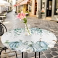 thumbnail image 6 of Green Grey Pumpkins Fall Round Tablecloth for 36-44 Inch Tables,Fitted Table Cover with Elastic Edge,Thanksgiving Eucalyptus Leaves Waterproof Outdoor Table Cloth Protector for Patio Garden Dinner, 6 of 9