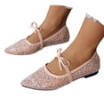 thumbnail image 3 of Women's Spring Ballet Style Flat Shoes Open Toe Pointed Toe Lace Up With Ankle Strap Soft Sole Comfortable Elegant Casual Footwear For Daily Wear Pink 41, 3 of 7
