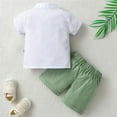 thumbnail image 2 of Kids Toddler Boys Shorts Set Casual Set Green Short Sleeved Suit Gentleman Two Piece Clothes Set Summer Outfits,Size 18-24 Months, 2 of 7