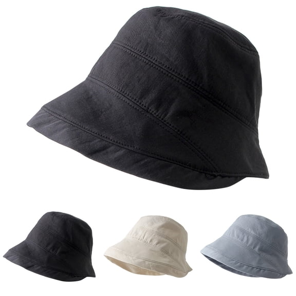 Helii Summer Bucket Hat Retro Foldable Wide Brim UPF 50 Sun Hat for Men Women Casual Lightweight Breathable Fishing Cap for Outdoor Hiking Beach Beige
