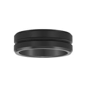Men's Black Tungsten 8MM Grooved Comfort Fit Wedding Band by Brilliance Fine Jewelry - Mens Ring