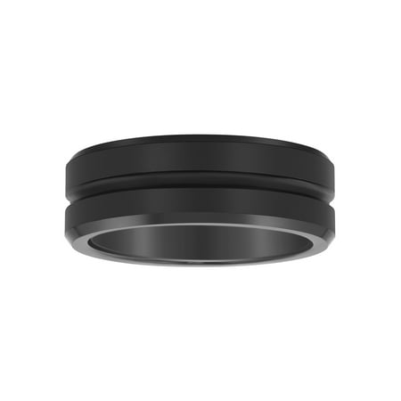 Men's Black Tungsten 8MM Grooved Comfort Fit Wedding Band by Brilliance Fine Jewelry - Mens Ring
