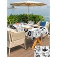 thumbnail image 5 of Rectangle Outdoor Tablecloth With Umbrella Hole And Zipper– Vintage Black Floral Waterproof Patio Table Cover for Party, Picnic, Backyard, 54"x80" , Abstract Flower Blooms, 5 of 8