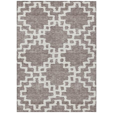 HomeRoots 593807 8 x 10 ft. Taupe & Ivory Geometric Washable Indoor & Outdoor Rectangle Area Rug