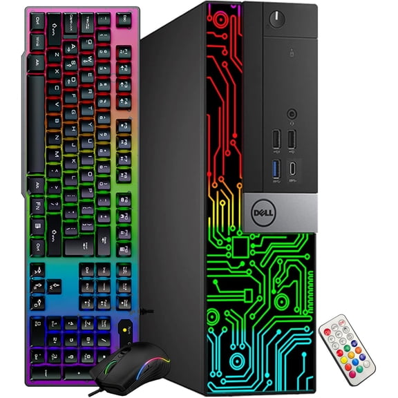 Dell Computer Desktop PC, Intel Core i3-6100 3.70 GHz, 16GB RAM, 512GB M.2 SSD (Fast Boot), 1TB HDD, RGB Gaming Keyboard Mouse, WiFi, Windows 10 Professional