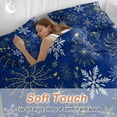 thumbnail image 4 of Christmas Snowflake Comforter Set Full Size, Blue Gold Watercolor Decoration Soft Bedding Set for Man Woman, 4 Pieces Duvet Cover Set with Fitted Sheet, 2 Pillowcases, 4 of 9