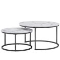 thumbnail image 3 of Modern Round Nesting Coffee Table Set with 31.5 in White Faux Marble Top and Gold Metal Legs Accent Wooden Stacking Side Tea Table for Living Room, 3 of 5