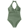 thumbnail image 1 of Stylish Swimwear One Women V Neck Control Bathing Suit Ruched Swimsuits for and Comfort, 1 of 8