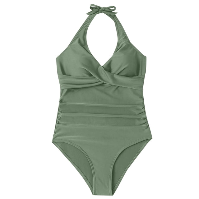 Stylish Swimwear One Women V Neck Control Bathing Suit Ruched Swimsuits for and Comfort
