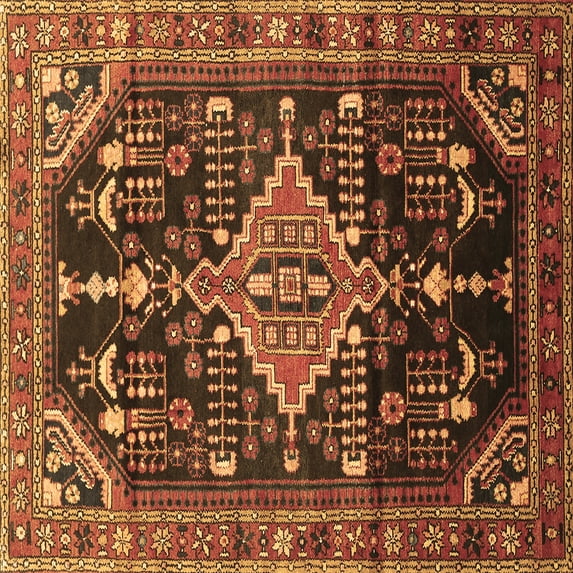 Ahgly Company Indoor Square Persian Brown Traditional Area Rugs, 4' Square