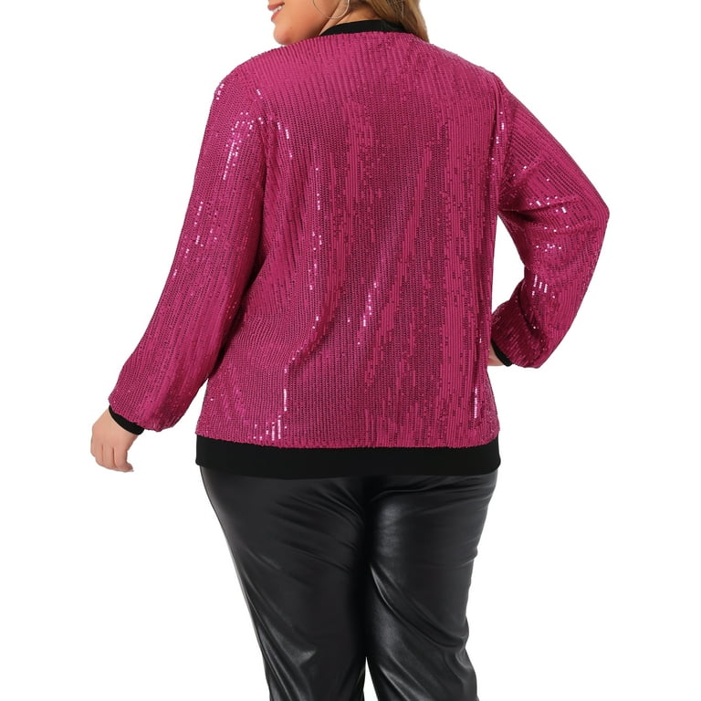 Plus size glitter bomber jacket hotsell